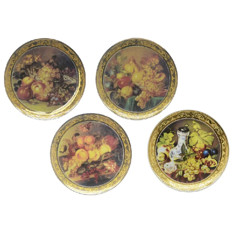 high-quality bamboo serving bowls for picnics -Classical Still-Life Fruit Decorative Plates (Set of 4)