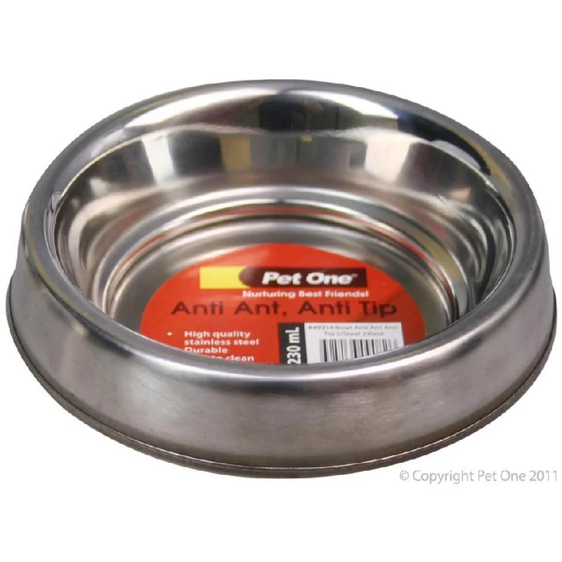 high-quality porcelain plates for picnics and BBQs -Pet One Bowl Stainless Steel Anti Ant 230Ml