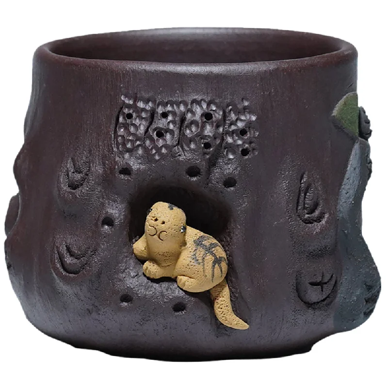 vintage tea mug -Purple Clay Squirrel Gongfu Tea Cup