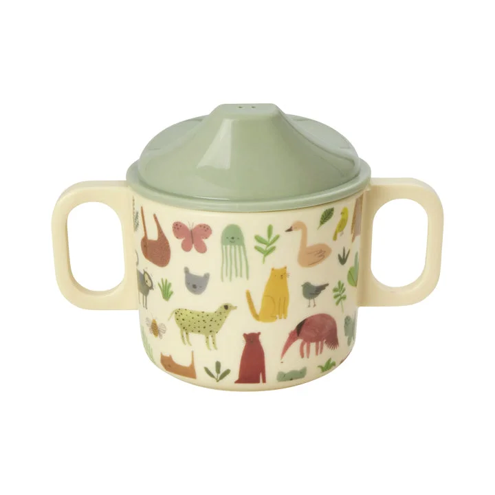 portable tea cup -Rice DK Melamine 2 Handle Baby Cup with Sweet Jungle Print - 250ml