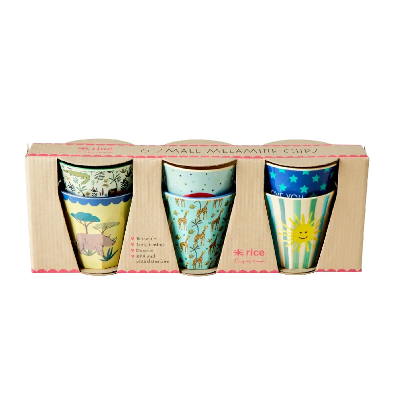 colorful ceramic coffee cup -Rice DK Melamine Kids Cups with Assorted Funky Prints - Small - in Giftbox