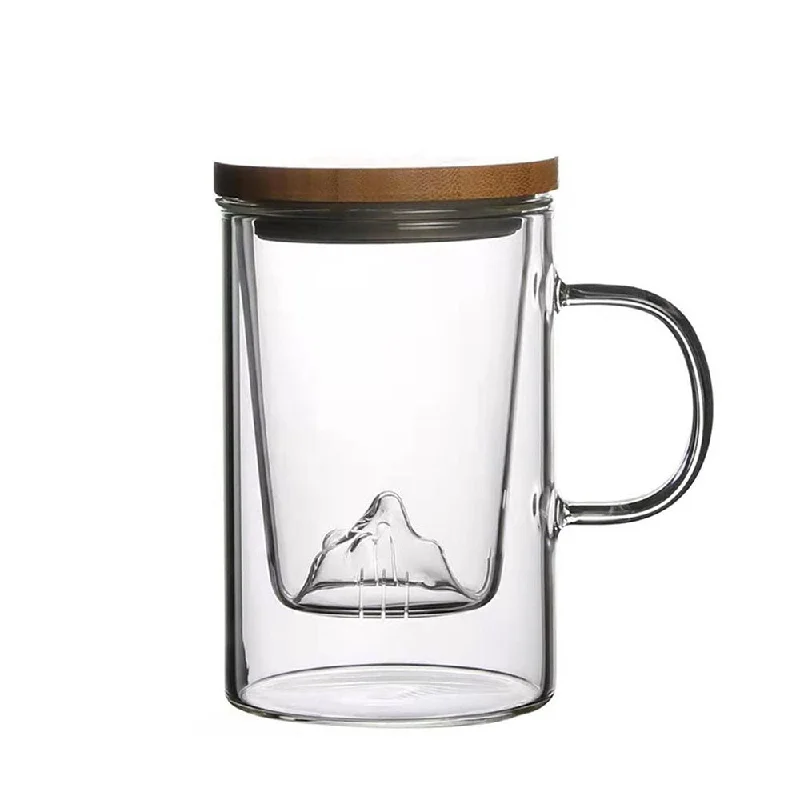 best tea mug -Glass Tea Cup With Mountain Infuser