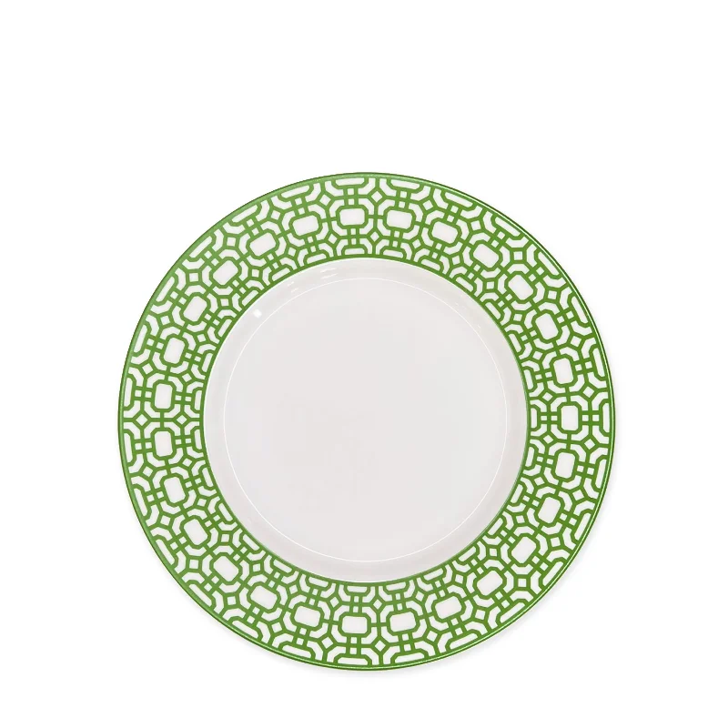 reusable bamboo plates for catering events -Newport Garden Gate Verde Rimmed Salad Plate