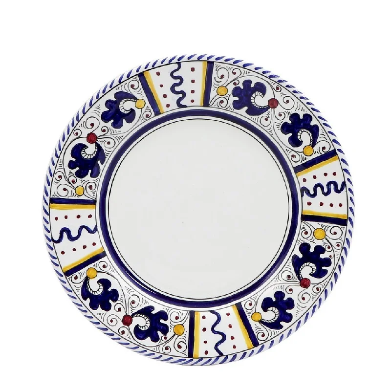 reusable bamboo flatware for picnics and outings -ORVIETO BLUE ROOSTER: Salad Plate (White Center)