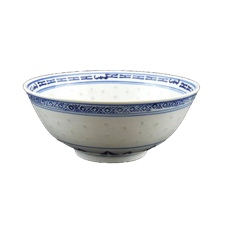 reusable bamboo flatware for family gatherings -Blue Rice Pattern Rice Bowl, 15cm