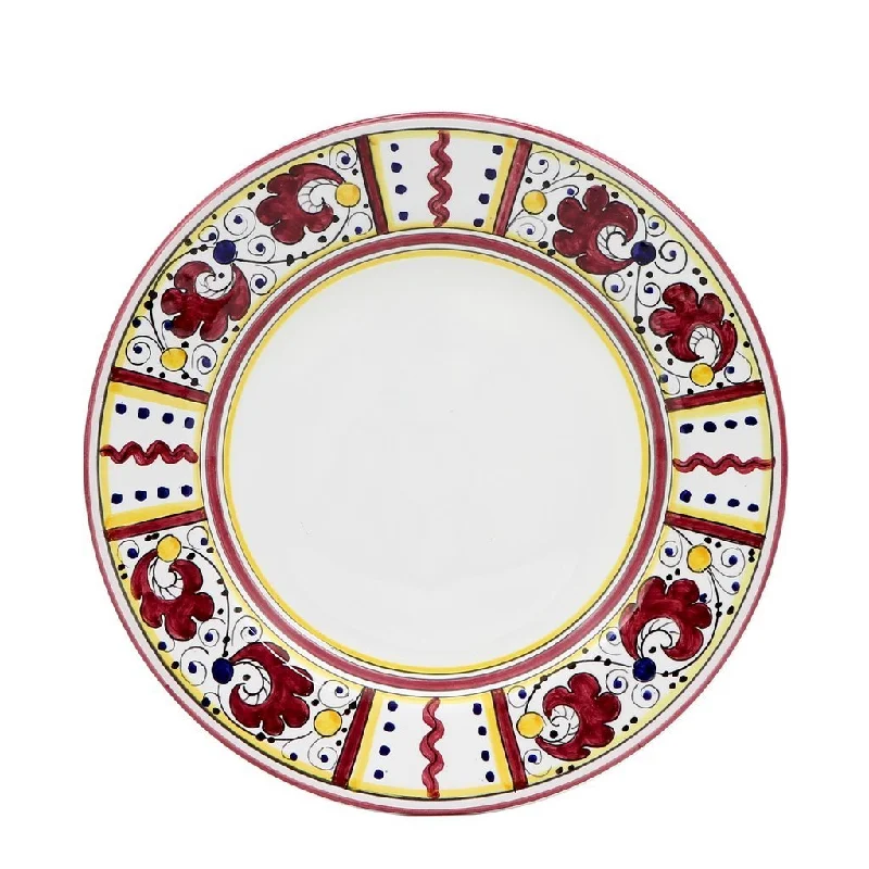 personalized bamboo dinnerware for family gatherings -ORVIETO RED ROOSTER: Salad Plate (White Center)