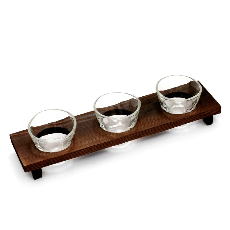 reusable glass coffee mug -Organic Shaped Sake Flight Glass Set 2.5 fl oz x 3 cups