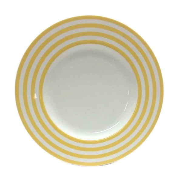 eco-friendly bamboo bowls for catering services -Red Vanilla Freshness Mix & Match Yellow Lines 11.25-inch Dinner Plates (Set of 6)