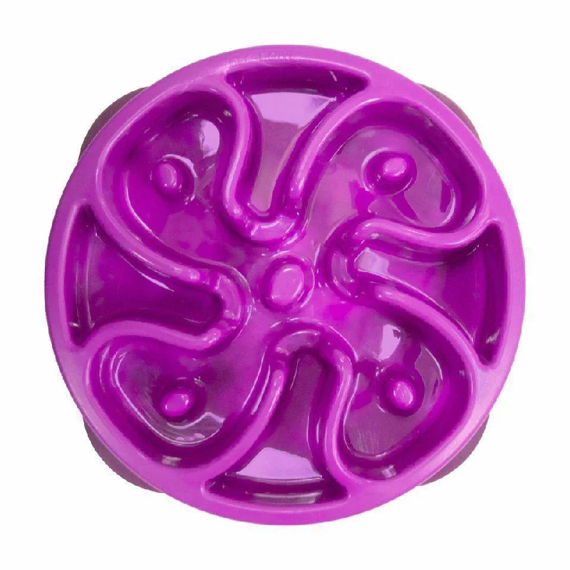 eco-friendly porcelain serving bowls for daily use -Outward Hound Fun Feeder Slo-Bowl Flower Dog Bowl Mini Purple