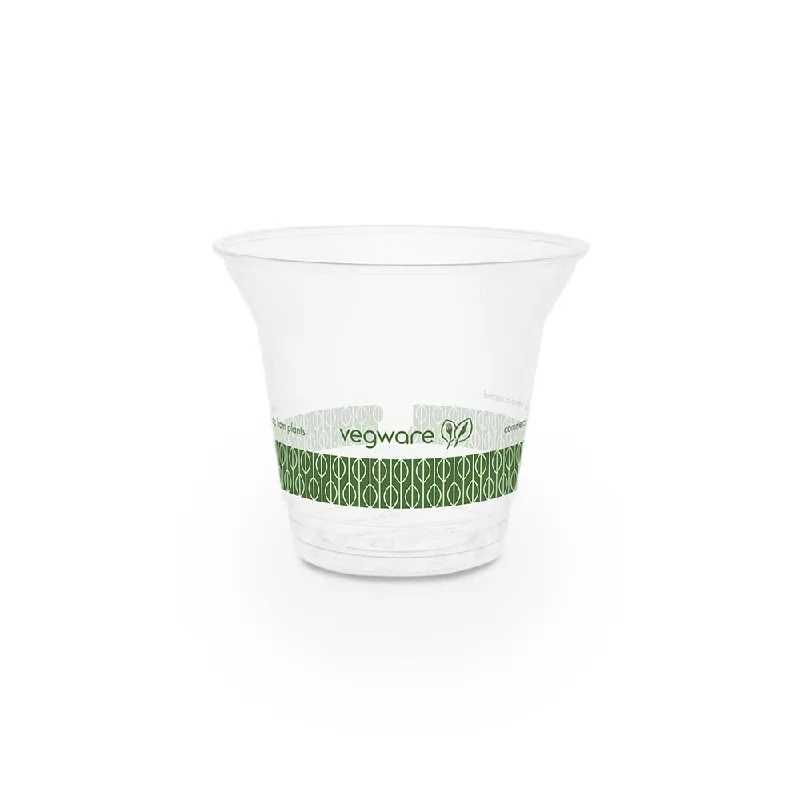 vibrant travel coffee cup -9oz (280ml) Premium PLA Cold Cup - Clear/Green Leaf - 96 Series