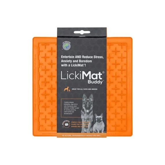 luxury bamboo plates for daily use -LickiMat Buddy Slow Feeder Mat for Dogs Orange