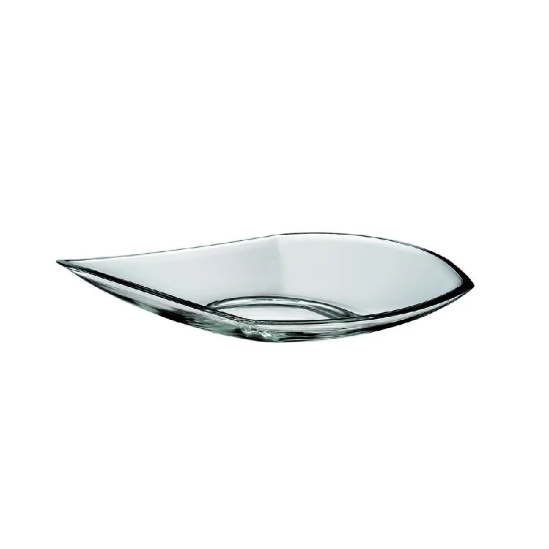 modern bamboo dinnerware for formal events -Majestic Gifts Clear Glass Curved Plate