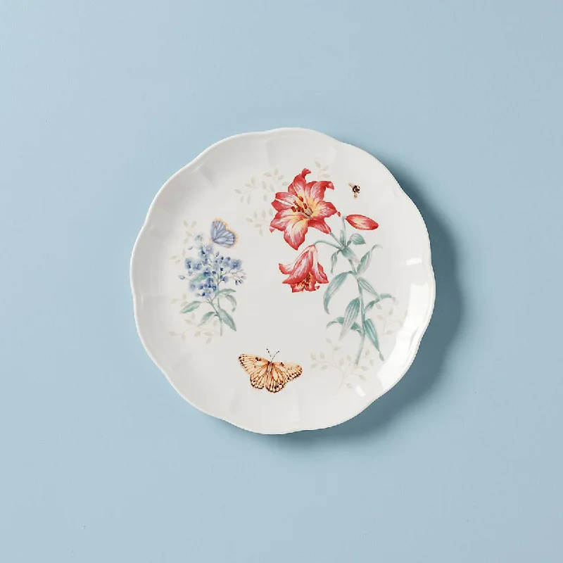 reusable bamboo serving plates for picnics and BBQs -Butterfly Meadow Fritillary Dinner Plate