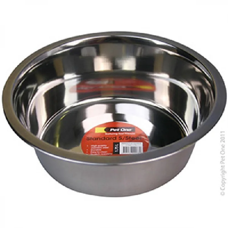 high-quality bamboo plates for outdoor gatherings -Pet One Bowl Standard Stainless Steel 1.75L