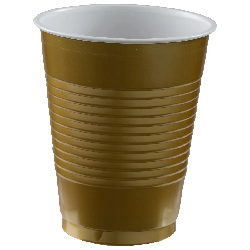 sleek tea mug -PLASTIC CUPS - GOLD SPARKLE   18 OZ   20 COUNT