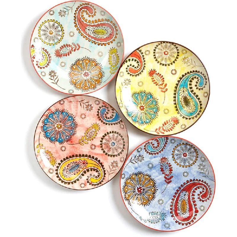 premium bamboo dinner plates for formal occasions -Couleur Nature Paisley Ceramic Plate (Set of 4)