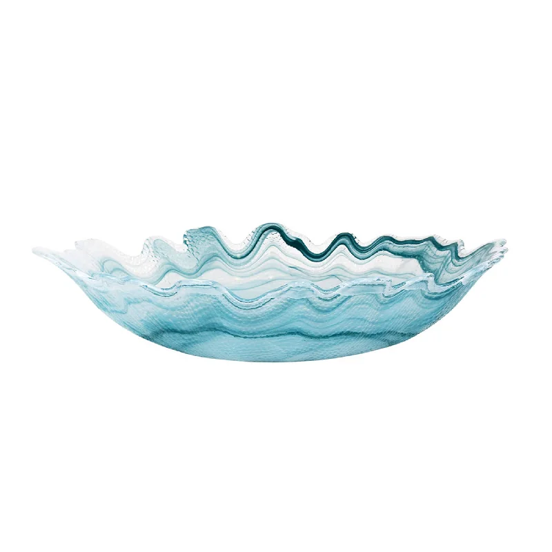 personalized porcelain flatware for holiday dinners -Turquoise Marble Glass Serving Bowl, 40x30cm