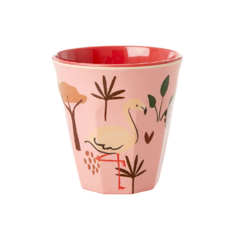 custom printed travel coffee cup -Rice DK Melamine Kids Cup with Pink Jungle Animal Print - Small