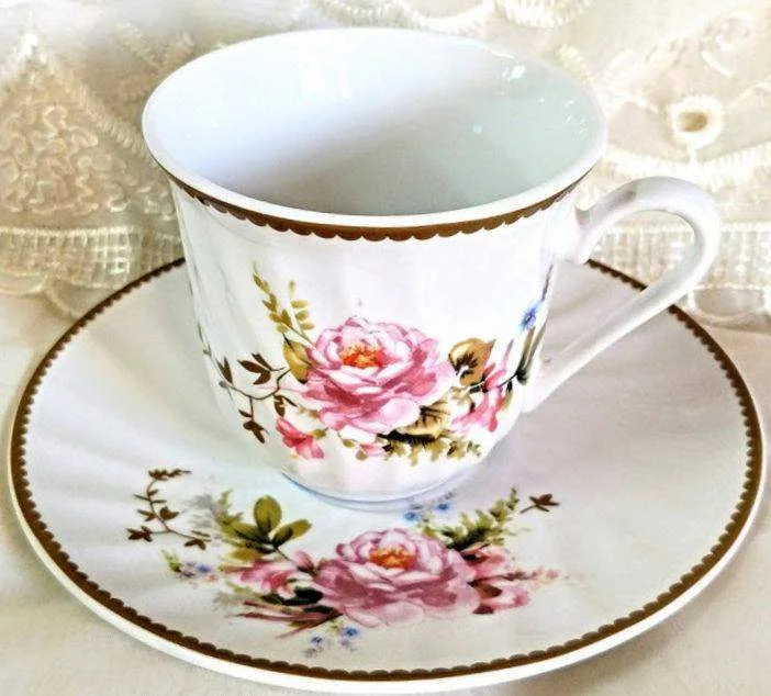 cool coffee mug with design -Timeless Rose Fine Porcelain Teacups Includes 6 Tea Cups and 6 Saucers at Cheap Price!