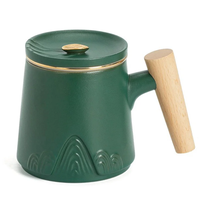 reusable coffee cup with lid -Japanese Mountain Tea Cup With Wooden Handle