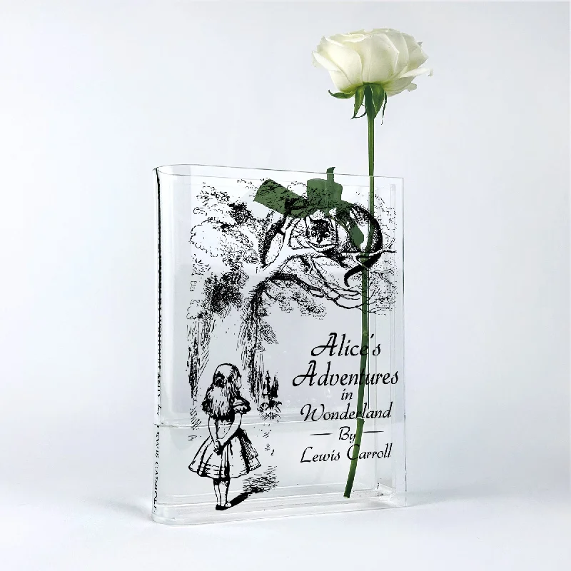 unique handmade geometric flower jar for home display -Alice's Adventures in Wonderland Acrylic Book Vase