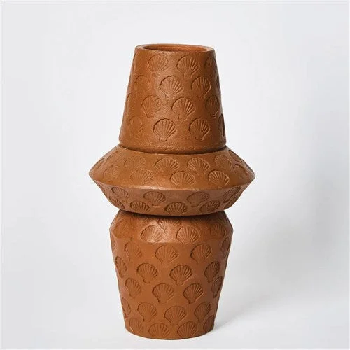 creative tall handmade geometric flower vase for office -Bonnie & Neil Vase - Shells Monument 35cm