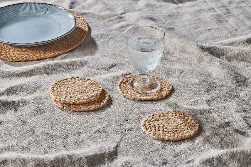 unique handmade geometric flower jar for wedding centerpieces -Braided Hemp Coasters - Natural - Set Of 4