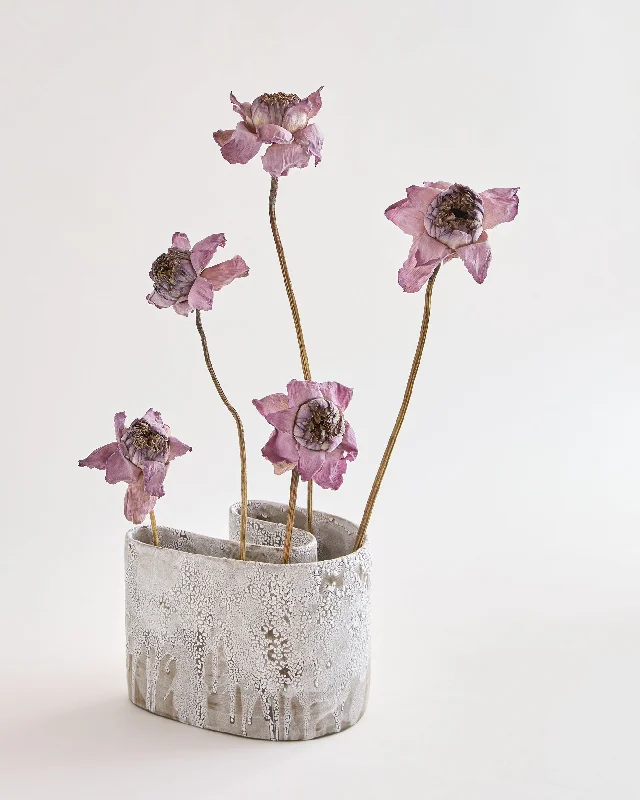 geometric handmade flower vase for home floral displays -Crackle U-Shaped Vase