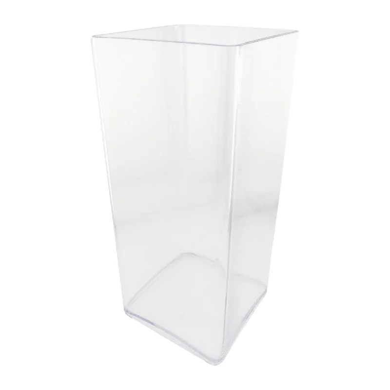 geometric ceramic flower jar for floral arrangements -Clear Acrylic Tapered Block Vase Display, 10-inch