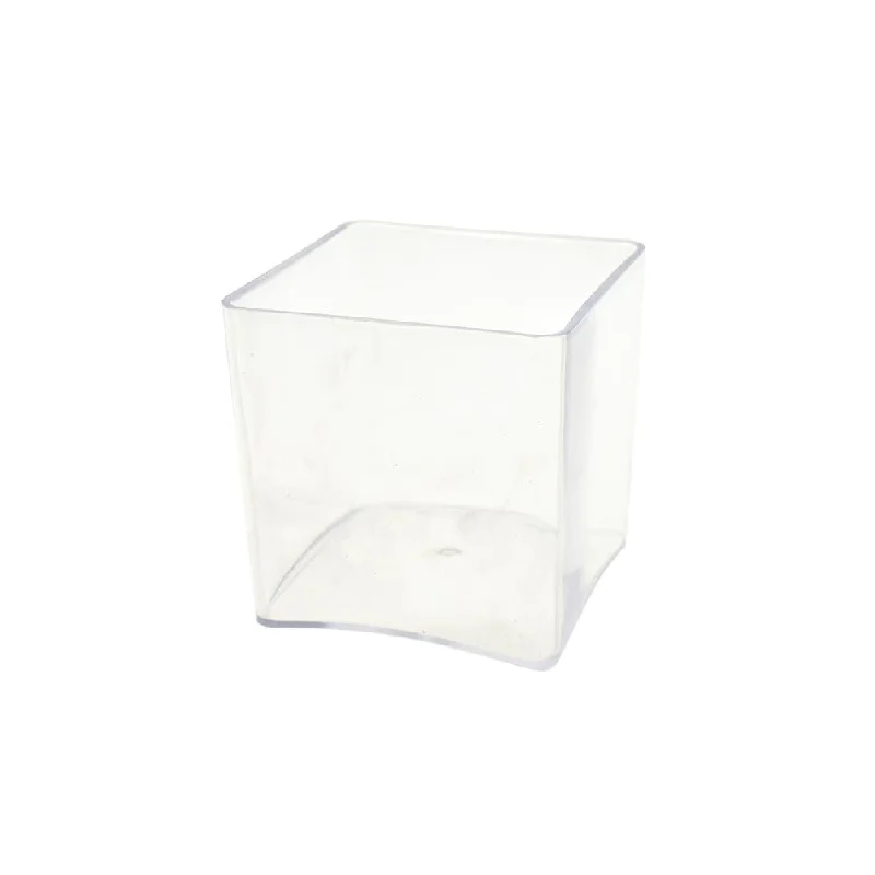 geometric handmade ceramic flower jar for wedding decor -Clear Plastic Square Vase Display, 4-Inch x 4-Inch