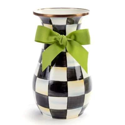 creative handmade flower jar for floral arrangements -Courtly Check Enamel Vase, Tall