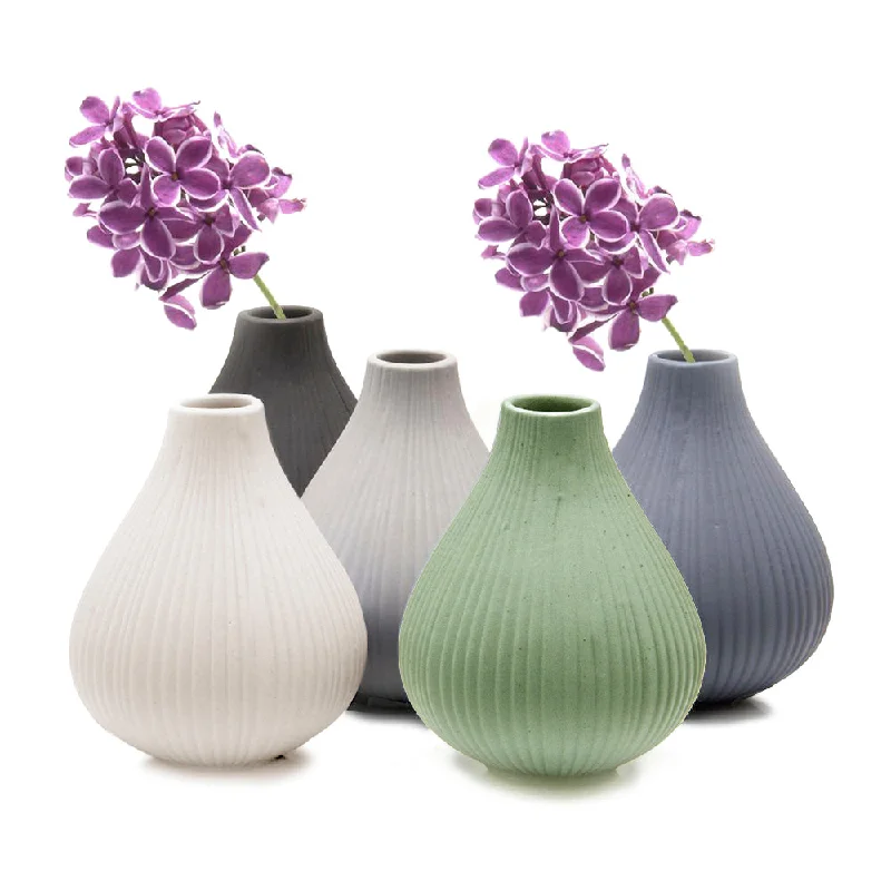 handmade geometric crystal flower vase for modern dining room -Frost Porcelain Bud Vase Kit