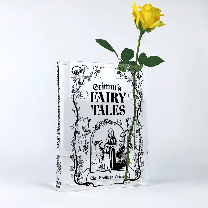 contemporary handmade crystal flower vase for home centerpiece -Grimms' Fairy Tales Acrylic Book Vase