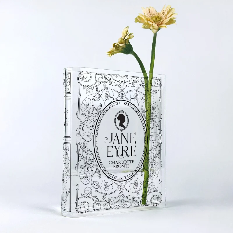 geometric handmade flower vase for office centerpieces -Jane Eyre Acrylic Book Vase