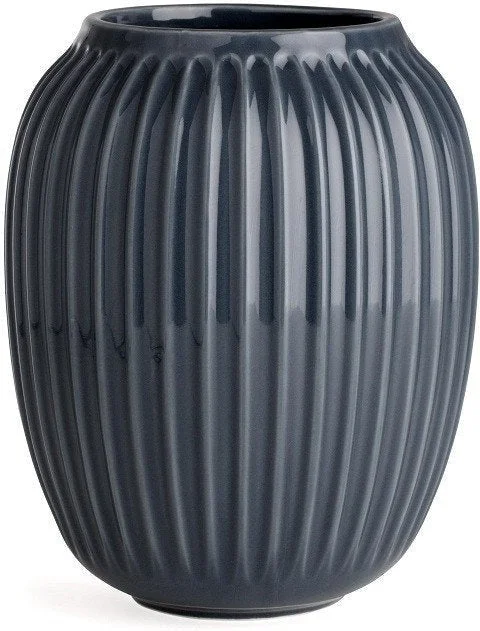 geometric flower vase for modern home decor -Kähler Hammershøi Vase Anthracite Grey, Medium