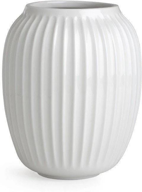 geometric handmade flower vase for floral display centerpieces -Kähler Hammershøi Vase White, Medium