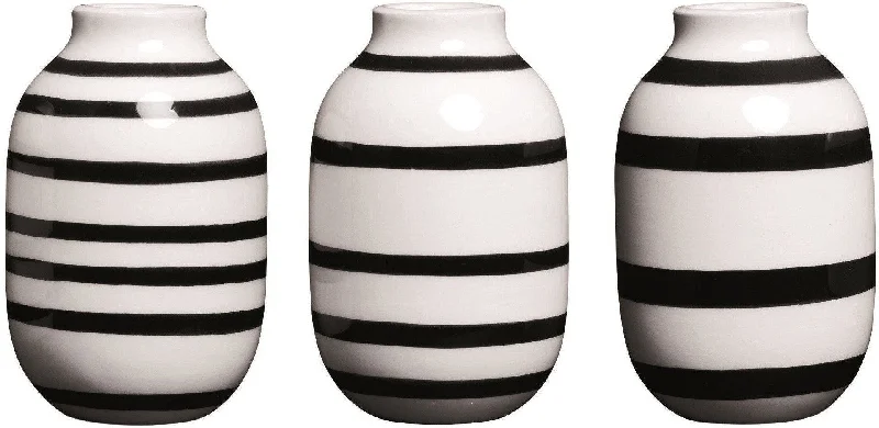 artistic ceramic flower vase for office decoration -Kähler Omaggio Vases Black Mini, 3 P Cs