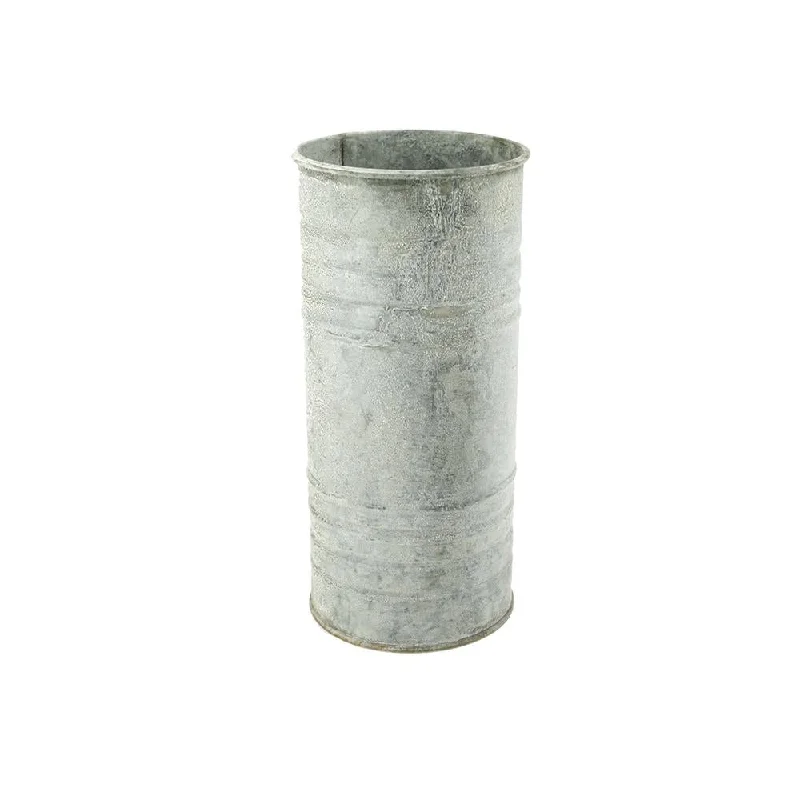 geometric tall handmade crystal flower vase for home centerpieces -Medium Metal Pillar Candle Holder and Vase, Gray, 7-Inch