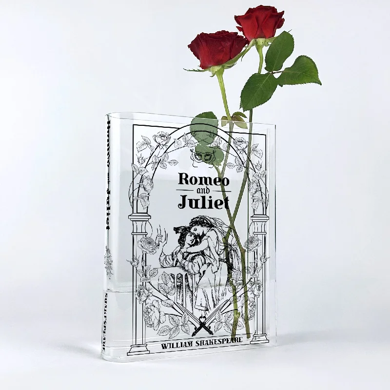 large handmade crystal flower vase for wedding decor -Romeo and Juliet Acrylic Book Vase