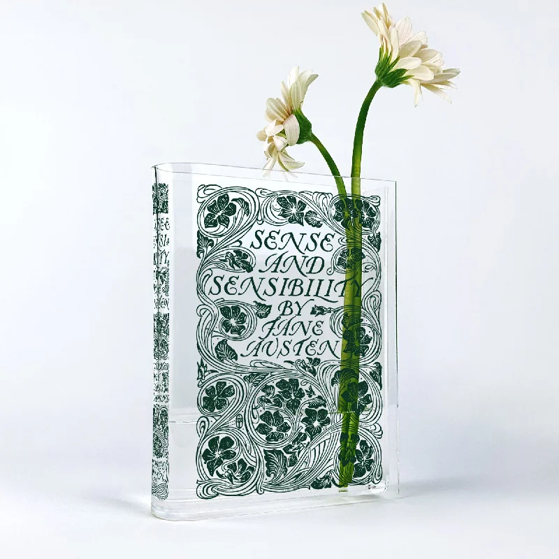 decorative handmade geometric flower vase for wedding -Sense and Sensibility Acrylic Book Vase