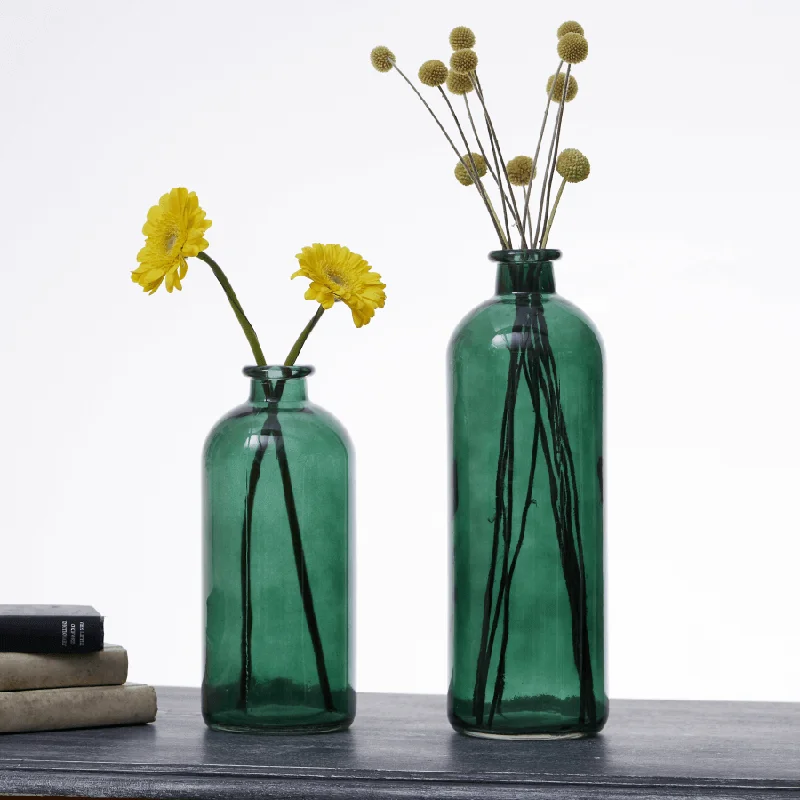 luxury geometric flower vase for modern home centerpiece -Emerald Green Glass Bottle Vases