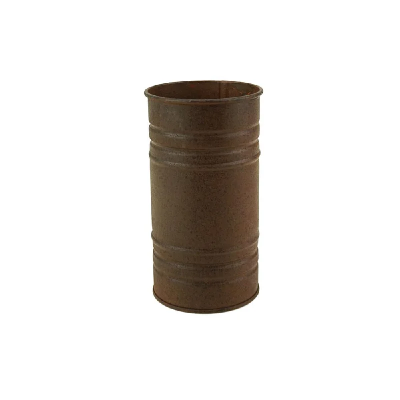 geometric handmade flower vase for living room centerpiece -Small Metal Pillar Candle Holder and Vase, Rust, 6-Inch