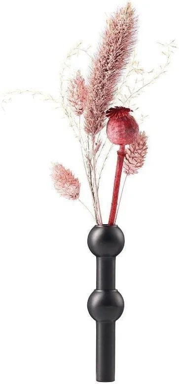 rustic geometric handmade flower vase for home display -Stoff Nagel Vase, Black