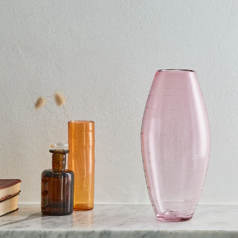 handmade geometric wooden flower jar for dining table -Medium String Glass Vase