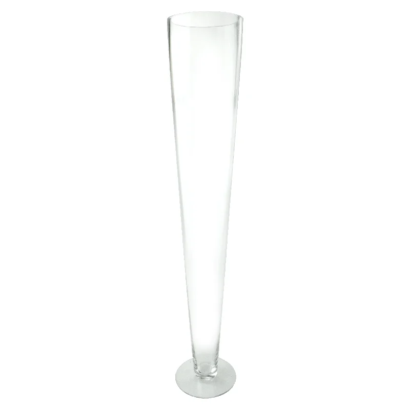 luxury geometric crystal handmade flower jar for wedding -Tall Trumpet Glass Vase, 24-Inch - Clear