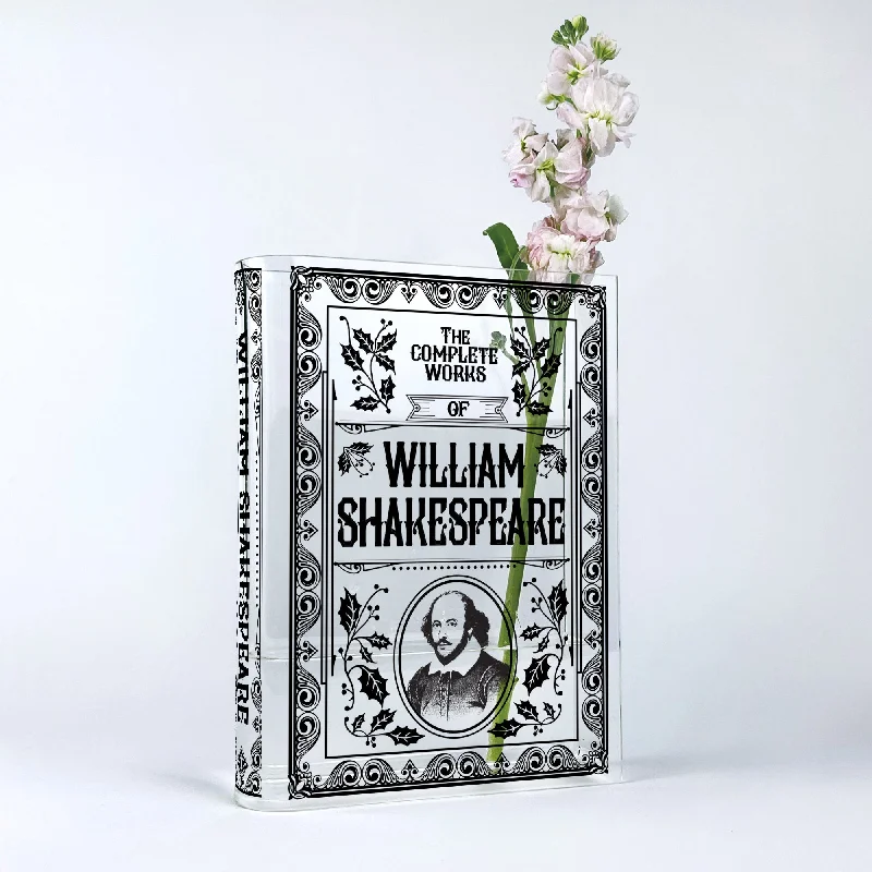 geometric tall flower jar for office floral designs -The Complete Works of William Shakespeare Acrylic Book Vase