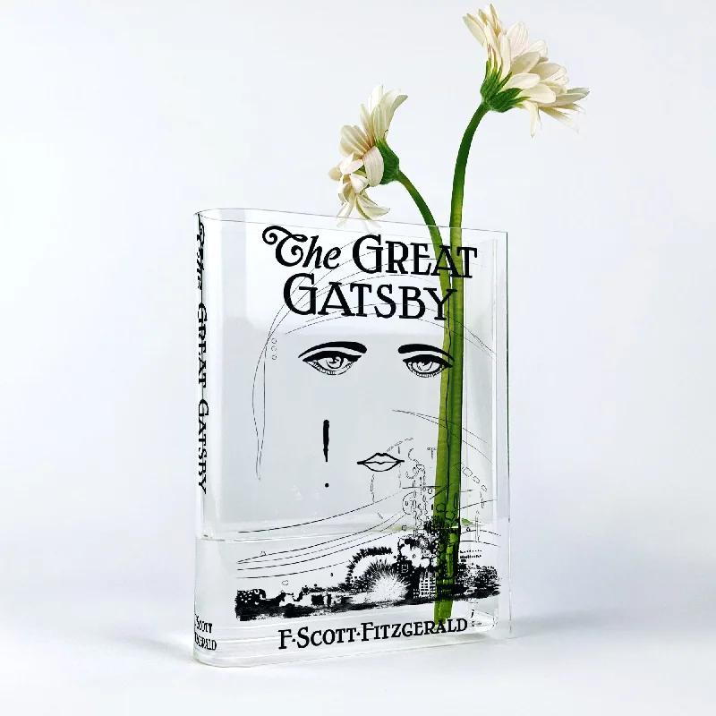 tall geometric wooden flower jar for home centerpiece -The Great Gatsby Acrylic Book Vase