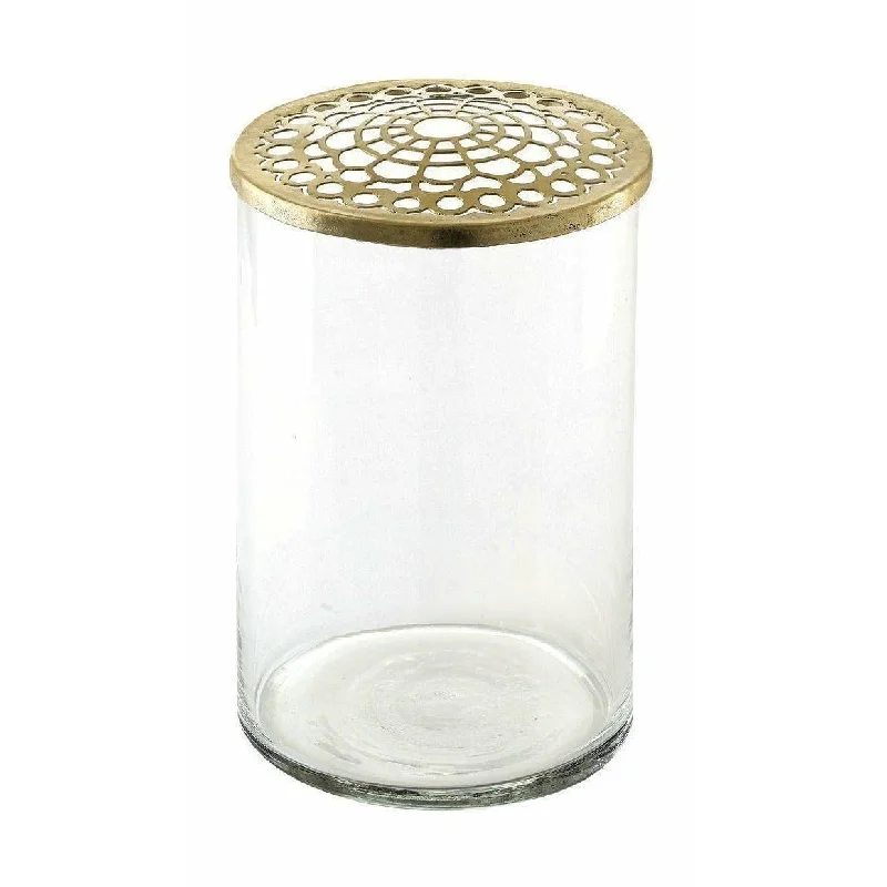 unique handmade geometric flower jar for home displays -Villa Collection Vase Brass, ø 10 Cm