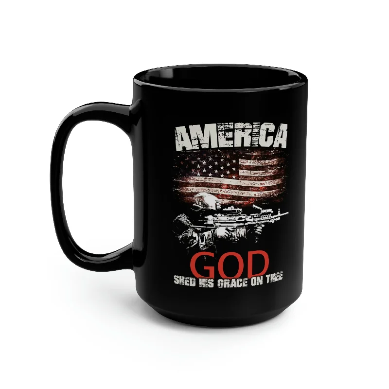 heat-resistant coffee mug -AMERICA God Shed His Grace On Thee Mug - 15 oz Black Mug