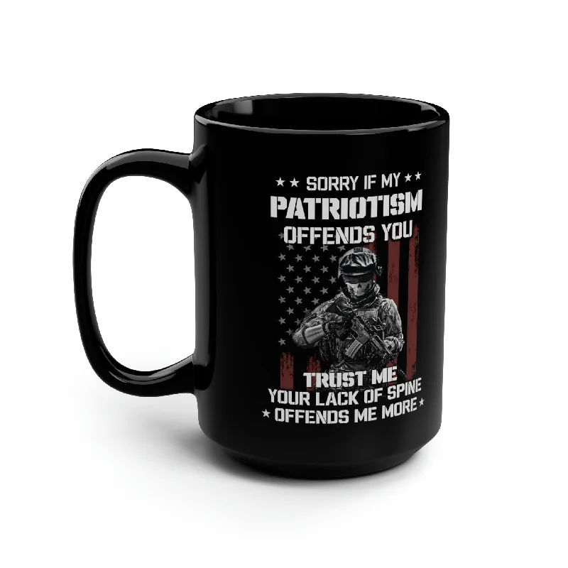 coffee cup with unique handle -American Soldier Patriotism Mug 15 oz - Black